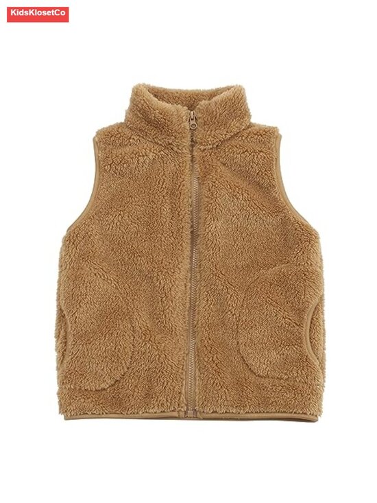 Other - Girls Boys Sherpa Fleece Vest Lightweight Zipper Pockets Outerwear Kids
